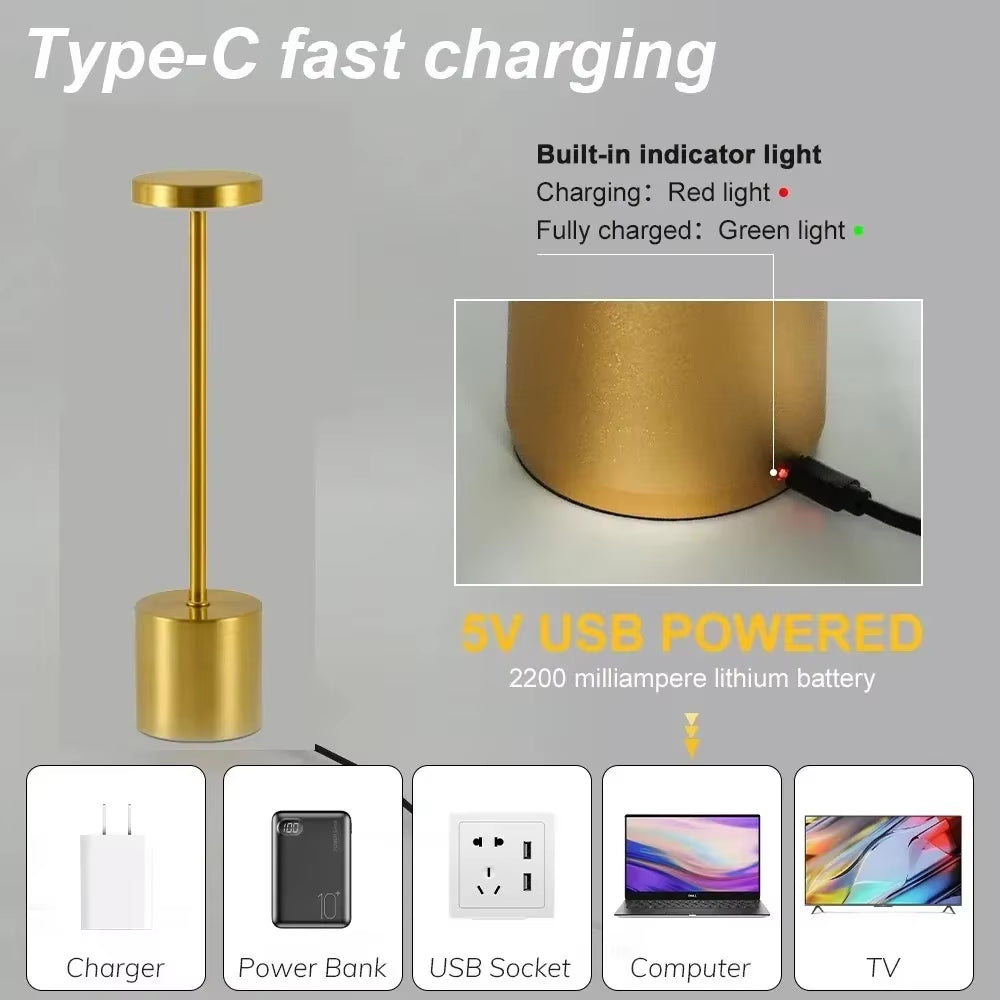 Rechargeable LED Night Light Touch Table Lamp Writing Lamp Bedside Creative Ambient Lights Bar Outdoor Decoration Night Lighting
