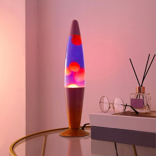 16" Pink Orange Ombre Wax Motion Volcano Lamp, Retro Mood Light for Bedroom, Living Room, or Party Décor